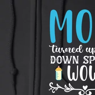 Mom Turned Upside Down Spells Wow Full Zip Hoodie