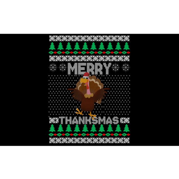 Merry Thanksmas Ugly Christmas Thanksgiving Turkey Bumper Sticker