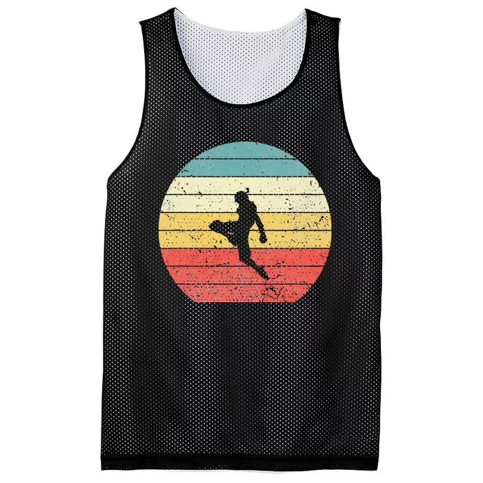 Muay Thai Vintage Retro Sunset Thai Boxing Kick Mesh Reversible Basketball Jersey Tank