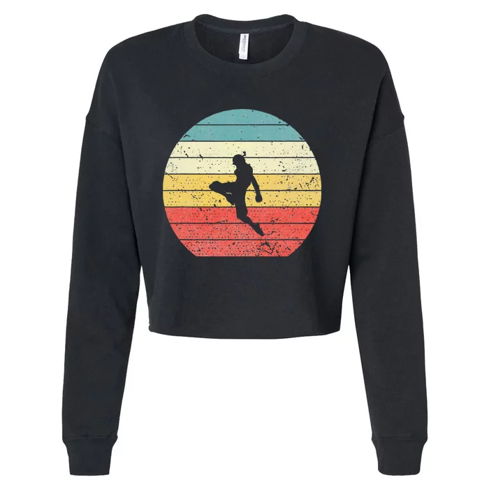 Muay Thai Vintage Retro Sunset Thai Boxing Kick Cropped Pullover Crew