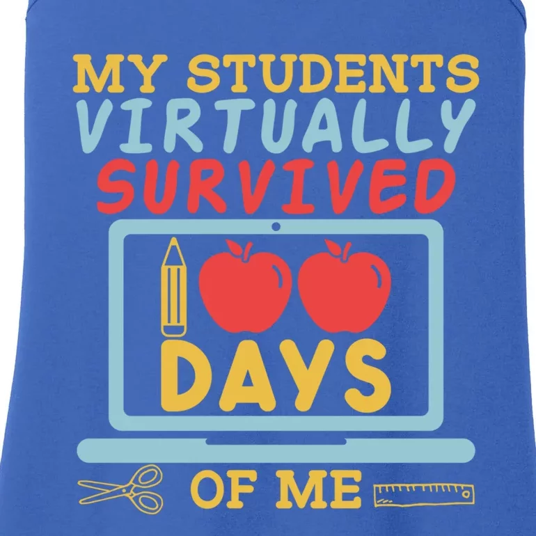 My Teacher Virtually Survived 100 Days Of Me Gift For Tutor Funny Gift Ladies Essential Tank