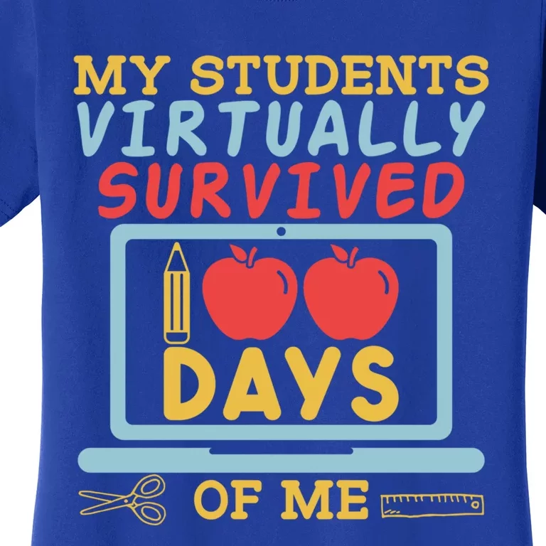 My Teacher Virtually Survived 100 Days Of Me Gift For Tutor Great Gift Women's T-Shirt