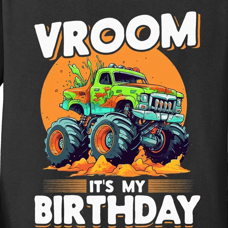 Monster Truck Vroom It´s my Birthday Kids Long Sleeve Shirt