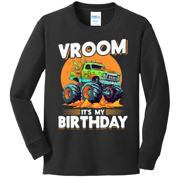 Monster Truck Vroom It´s my Birthday Kids Long Sleeve Shirt