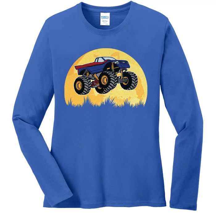 Monster Truck Vintage Superhero Cool Gift Ladies Long Sleeve Shirt