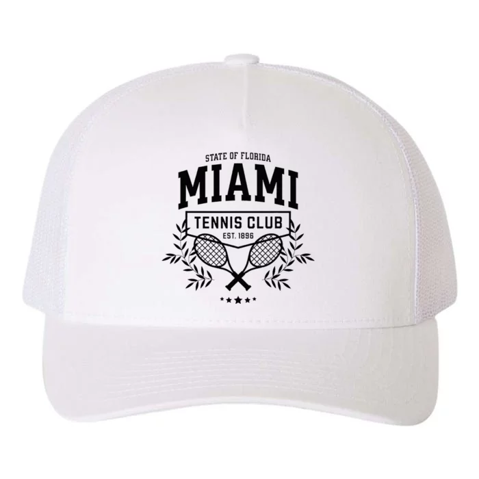 Miami Tennis Varsity Player Style Yupoong Adult 5-Panel Trucker Hat