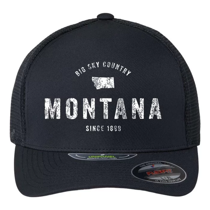 Montana T Vintage Sports Design Retro Mt Flexfit Unipanel Trucker Cap