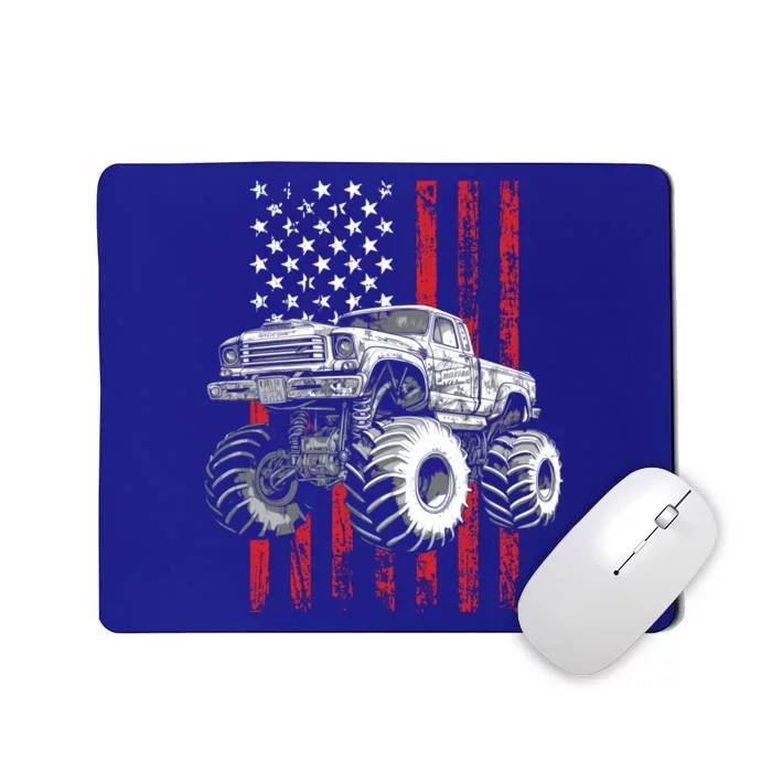 Monster Truck Vintage Us American Flag 4th Of July Patriotic Gift Mousepad