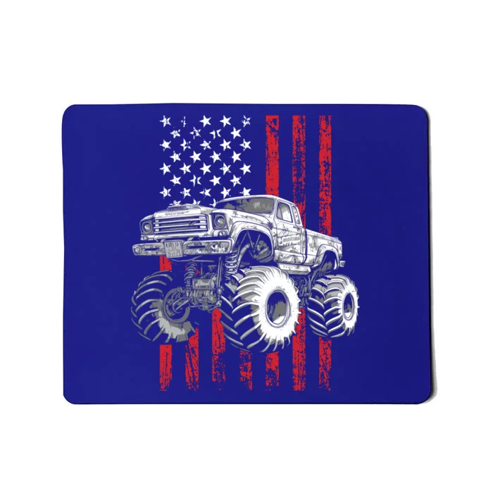 Monster Truck Vintage Us American Flag 4th Of July Patriotic Gift Mousepad