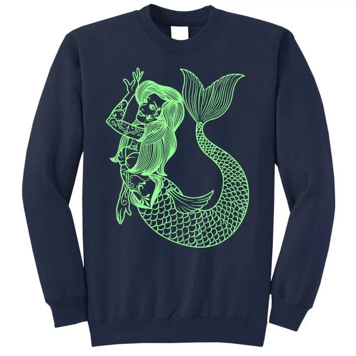 Mermaid Tattoo Vintage Mermaid Art Tattoo Girl Sailor Tall Sweatshirt