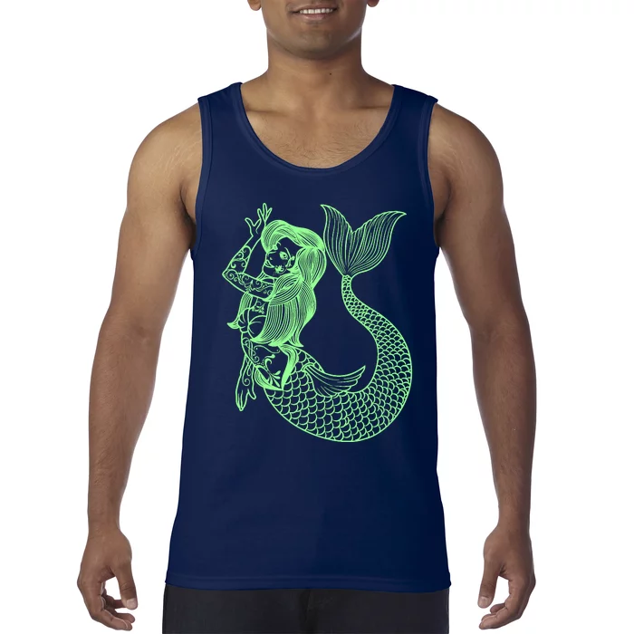 Mermaid Tattoo Vintage Mermaid Art Tattoo Girl Sailor Tank Top