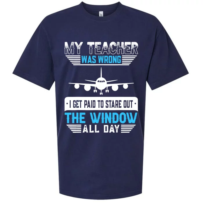 My Teacher Was Wrong Funny Airplane Pilot Aiviation Lovers Sueded Cloud Jersey T-Shirt