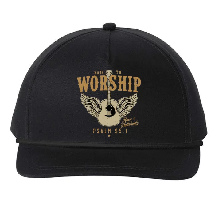 Made To Worship Psalm 95 1 Faith Christian Bible Verse Snapback Five-Panel Rope Hat