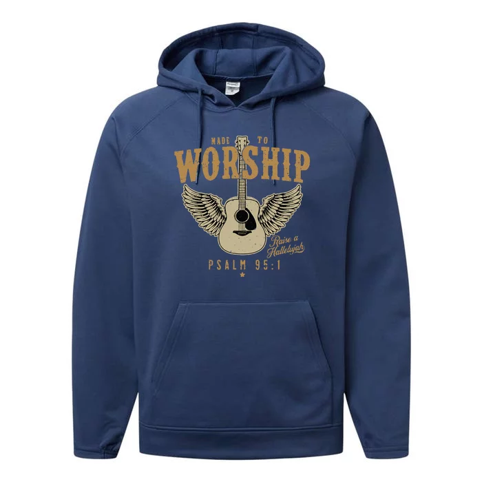 Made To Worship Psalm 95 1 Faith Christian Bible Verse Performance Fleece Hoodie