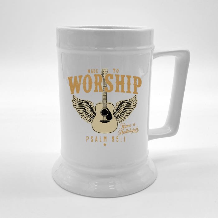 Made To Worship Psalm 95 1 Faith Christian Bible Verse Front & Back Beer Stein