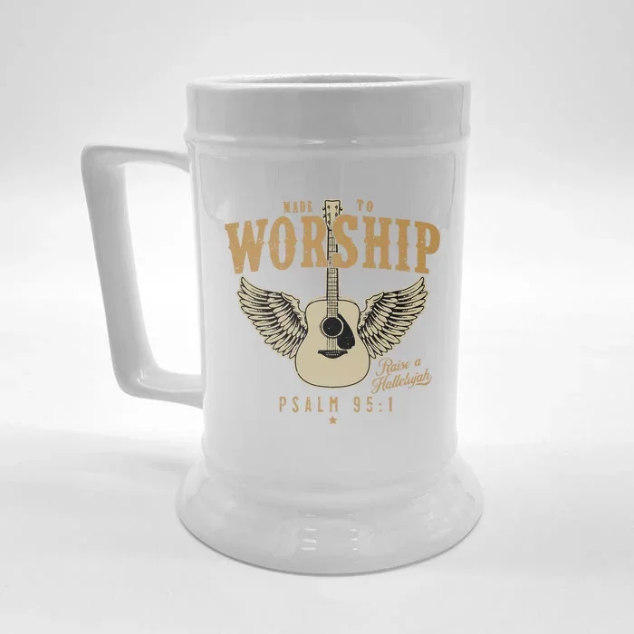 Made To Worship Psalm 95 1 Faith Christian Bible Verse Front & Back Beer Stein