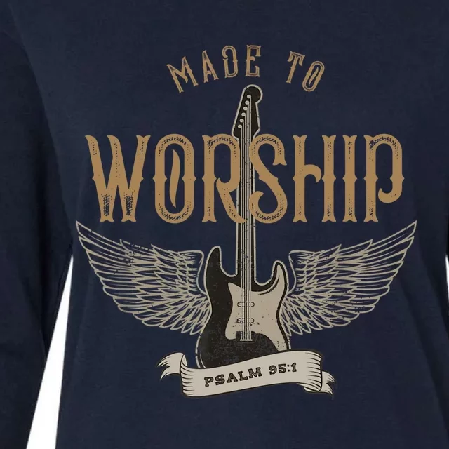 Made To Worship Psalm 95 1 Christian Worship Bible Verse Womens Cotton Relaxed Long Sleeve T-Shirt