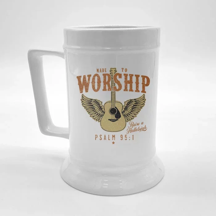 Made To Worship Psalm 95 Faith Christian Bible Verse Front & Back Beer Stein