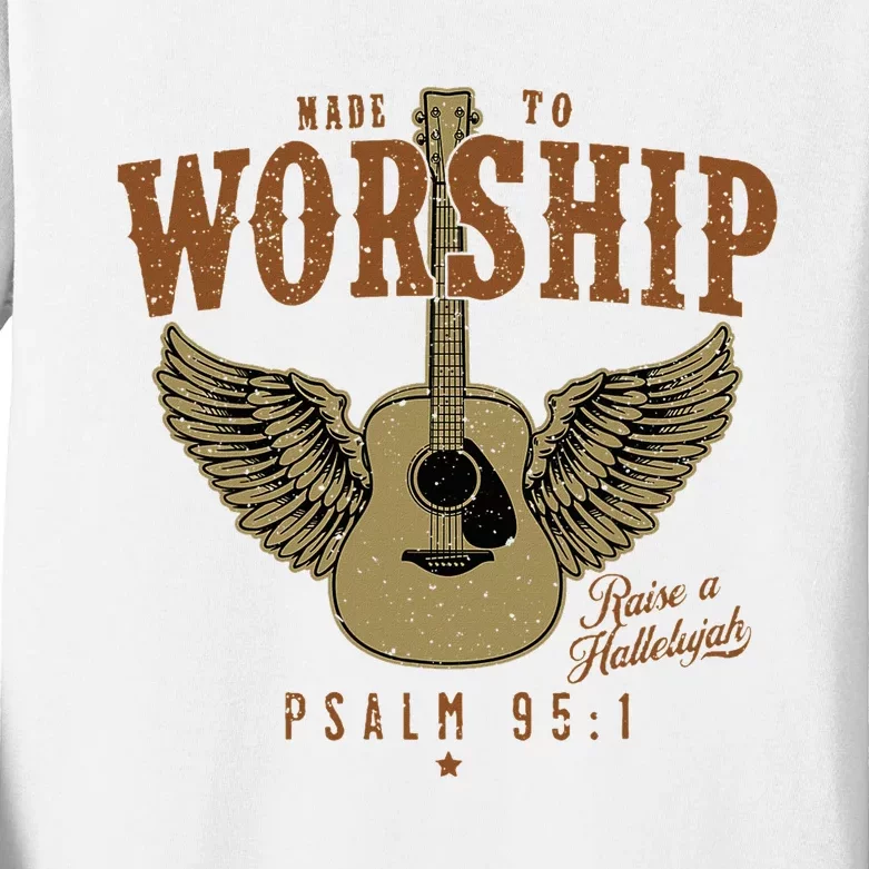 Made To Worship Psalm 95 Faith Christian Bible Verse Kids Long Sleeve Shirt