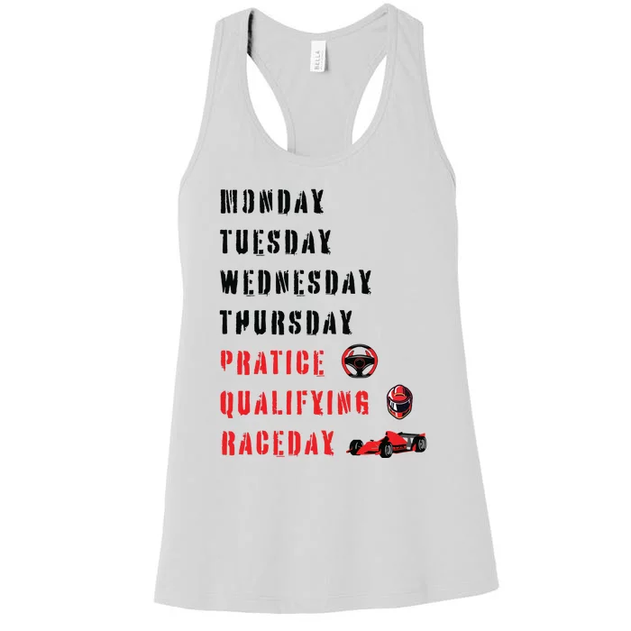 Monday Tuesday Wednesday Thursday Practice Qualifying Women's Racerback Tank