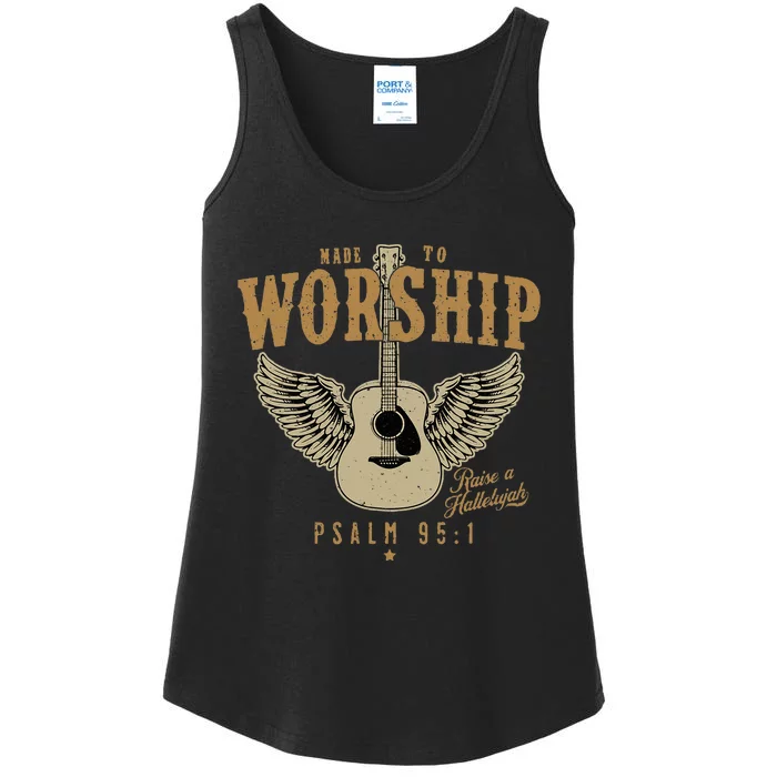 Made To Worship Psalm 95 Faith Christian Bible Verse Ladies Essential Tank