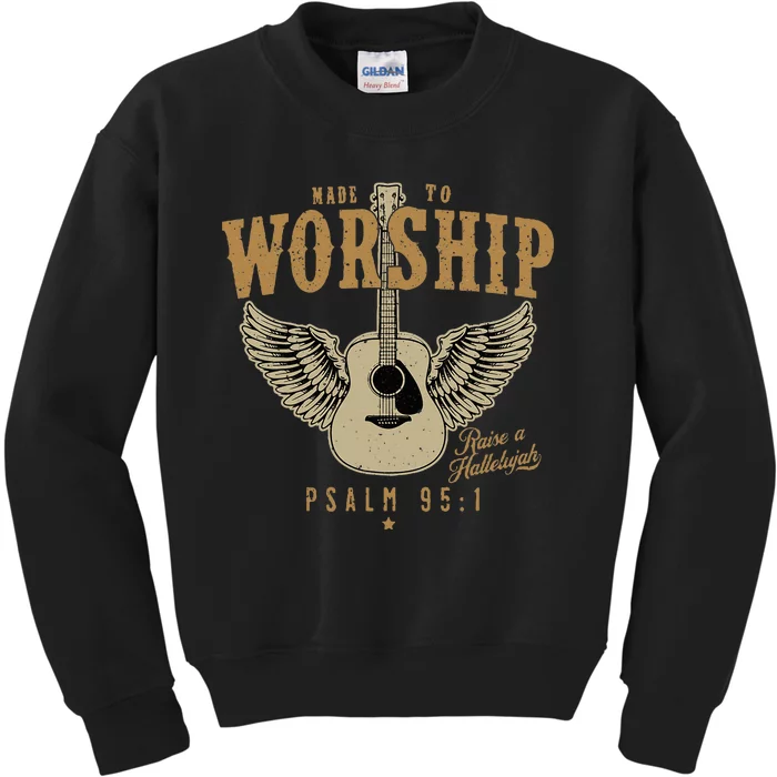 Made To Worship Psalm 95 Faith Christian Bible Verse Kids Sweatshirt