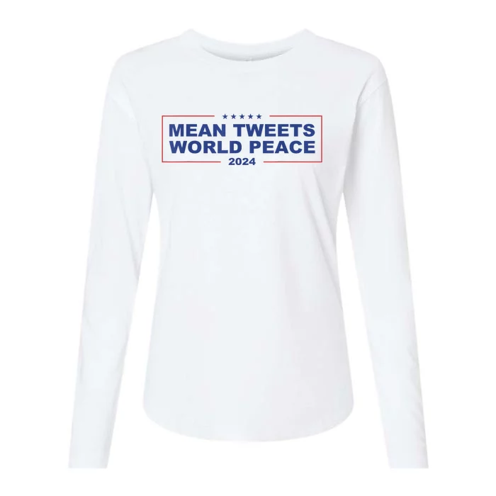 Mean Tweets World Peace 2024 Womens Cotton Relaxed Long Sleeve T-Shirt