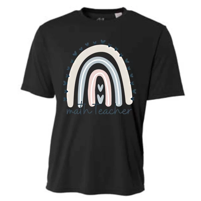 Math Teacher With Rainbow Design Gift Cooling Performance Crew T-Shirt