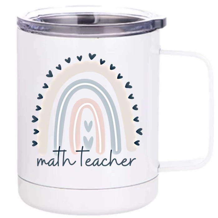 Math Teacher With Rainbow Design Gift Front & Back 12oz Stainless Steel Tumbler Cup