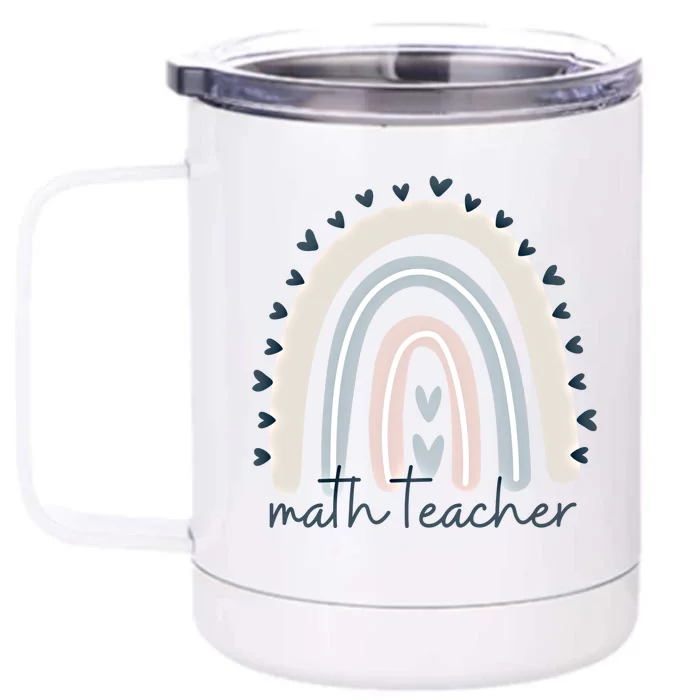 Math Teacher With Rainbow Design Gift Front & Back 12oz Stainless Steel Tumbler Cup