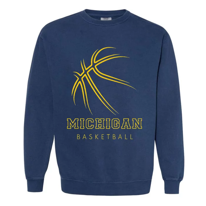 MI The Wolverine State Graphic Art Michigan Basketball Fan Garment-Dyed Sweatshirt