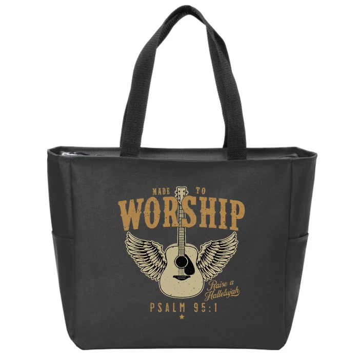 Made To Worship Psalm 95 Faith Christian Bible Verse Zip Tote Bag