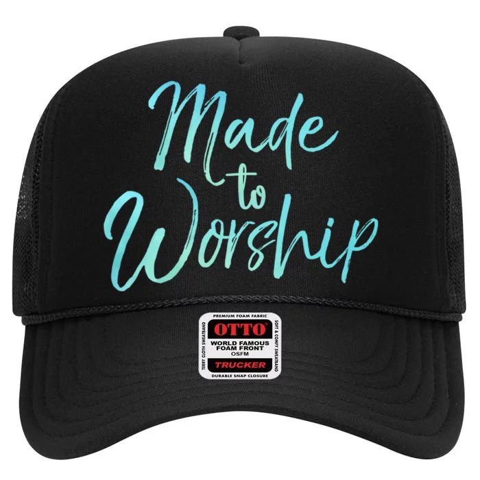 Made To Worship Hoodie Fun Cute Christian Hooded High Crown Mesh Trucker Hat