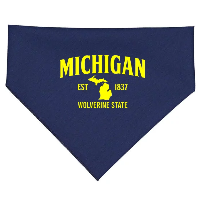 Michigan The Wolverines State USA-Made Doggie Bandana