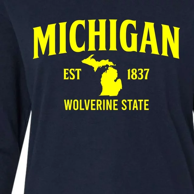 Michigan The Wolverines State Womens Cotton Relaxed Long Sleeve T-Shirt