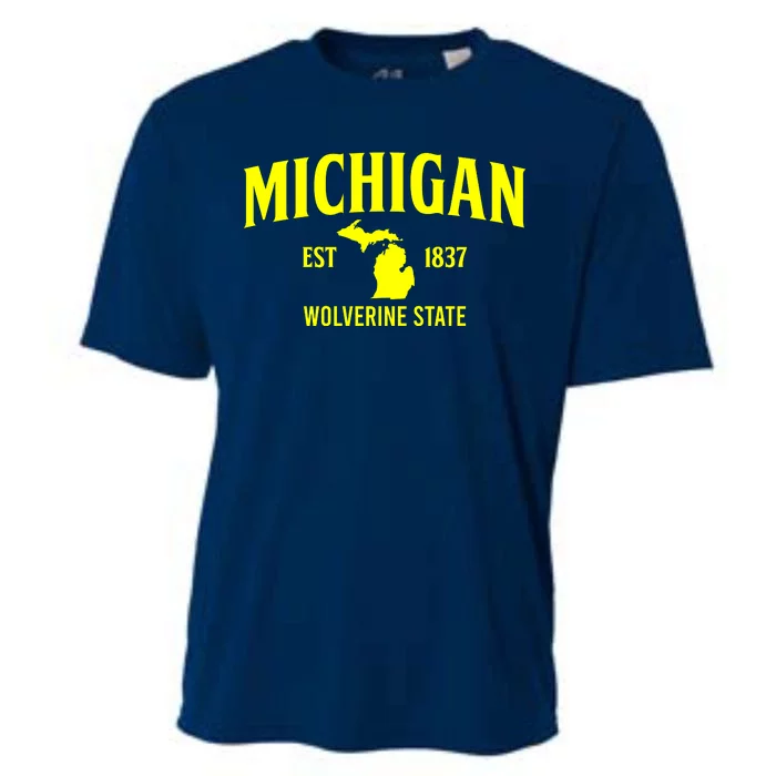 Michigan The Wolverines State Cooling Performance Crew T-Shirt