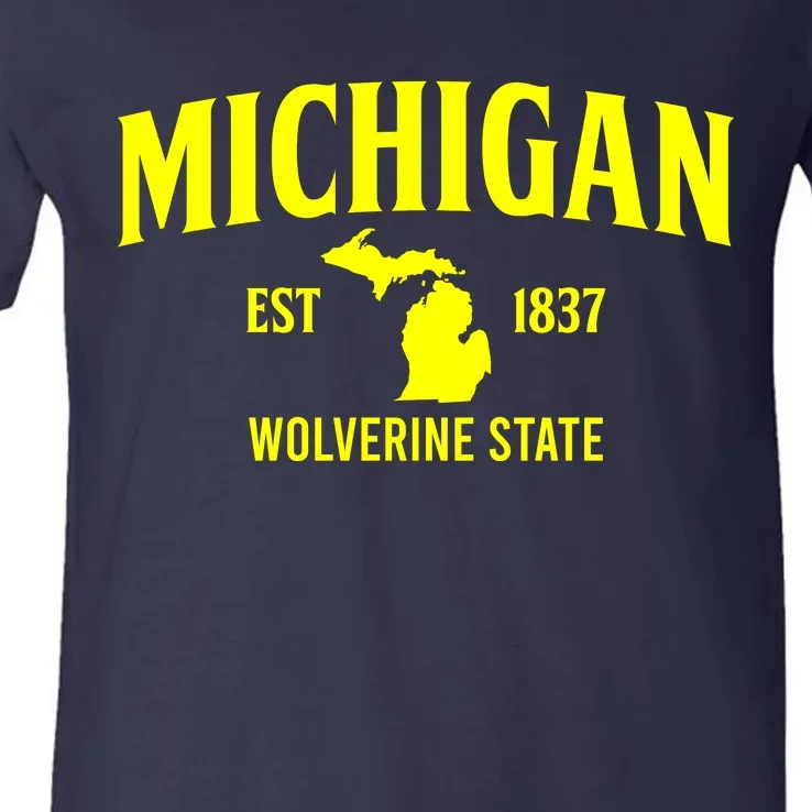 Michigan The Wolverines State V-Neck T-Shirt