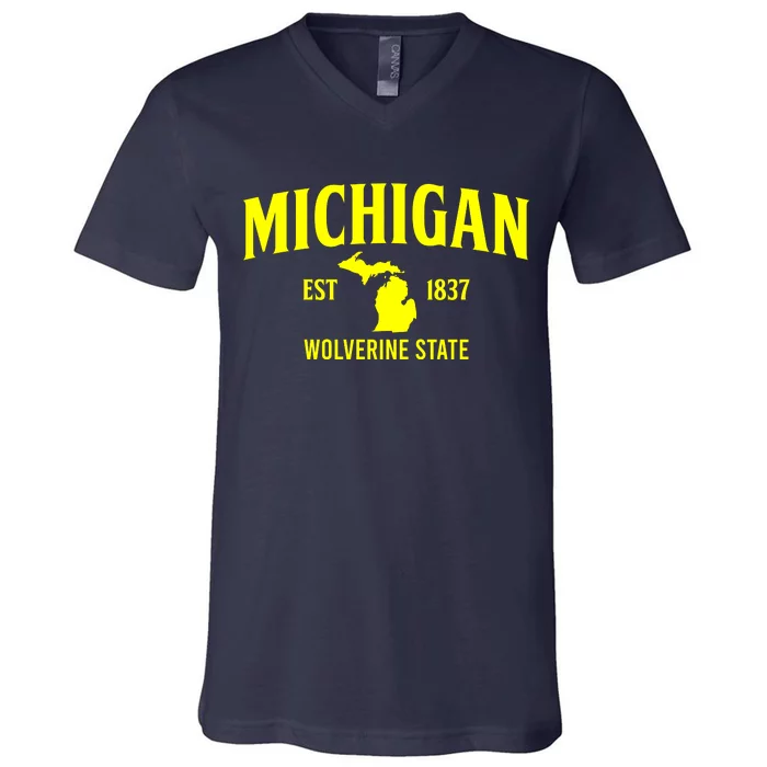 Michigan The Wolverines State V-Neck T-Shirt