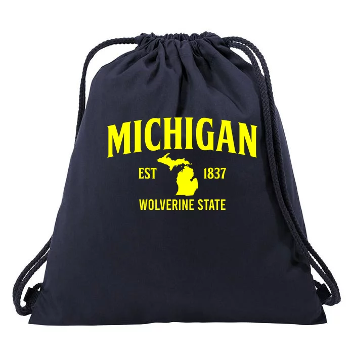 Michigan The Wolverines State Drawstring Bag