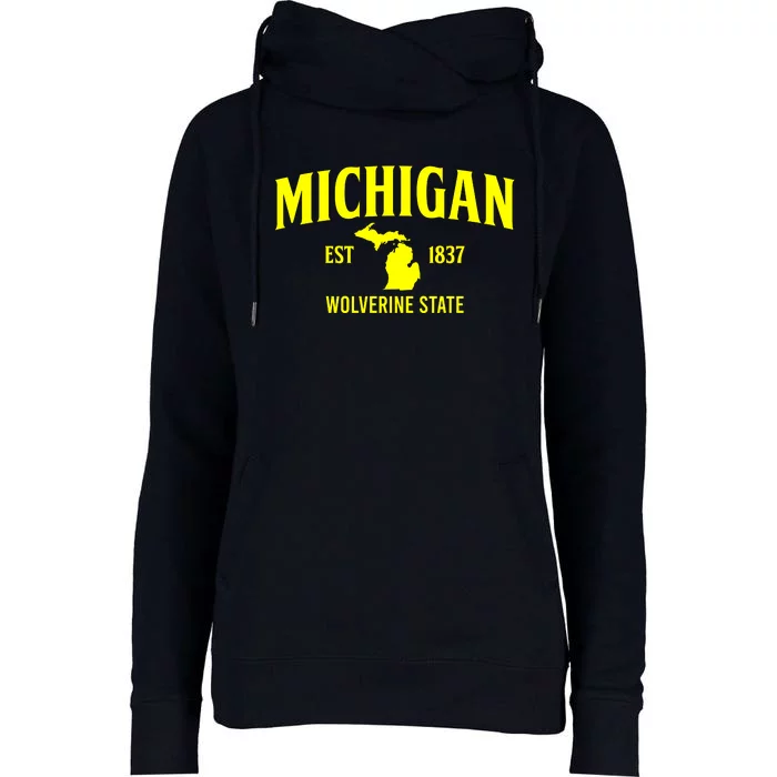 Michigan The Wolverines State Womens Funnel Neck Pullover Hood