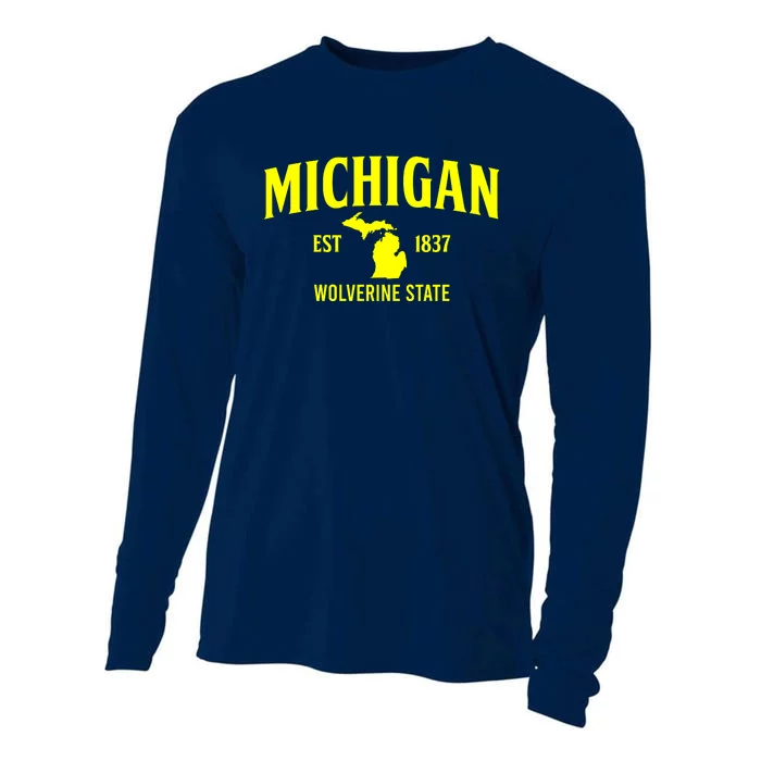 Michigan The Wolverines State Cooling Performance Long Sleeve Crew