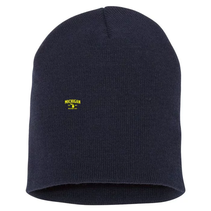 Michigan The Wolverines State Short Acrylic Beanie