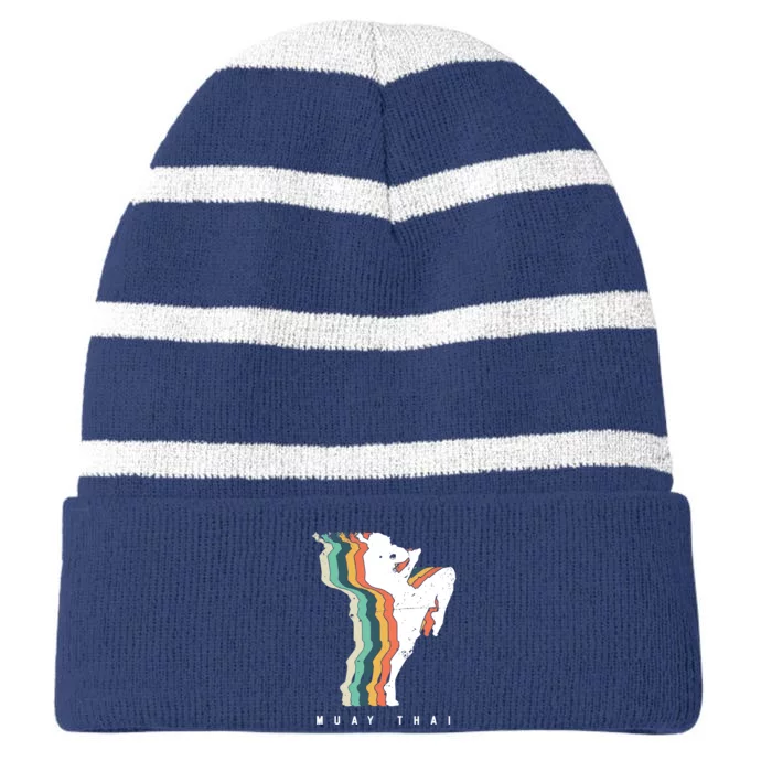 Muay Thai Wo Girls Striped Beanie with Solid Band