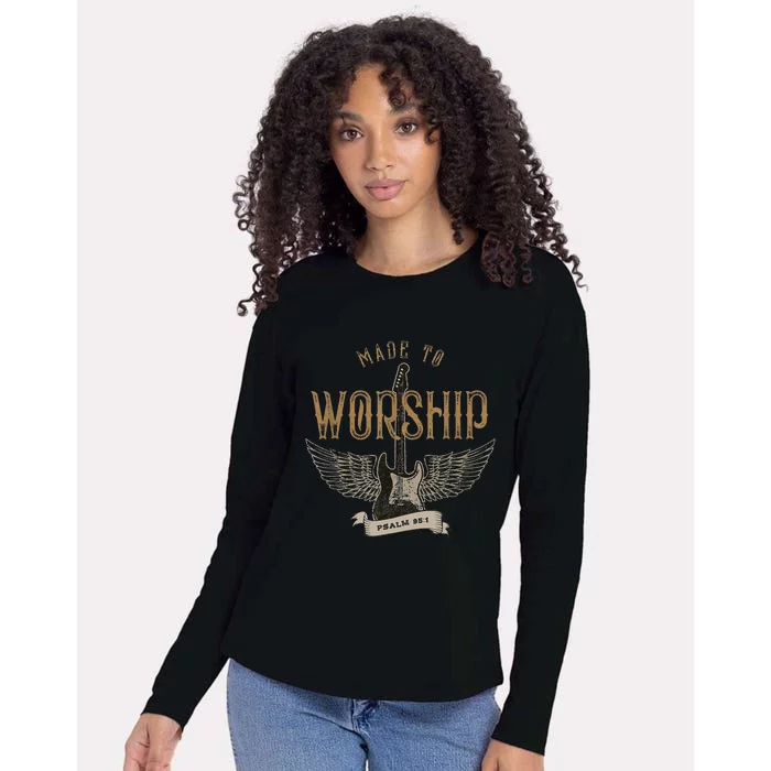 Made To Worship Psalm 95 1 Christian Worship Bible Verse Womens Cotton Relaxed Long Sleeve T-Shirt