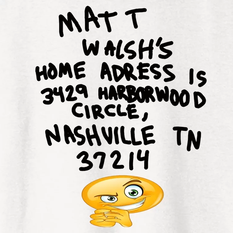 Mat T Walshs Home Adress Is 3429 Harborwood Circle Nashville TN 37214 Shirt Women's Crop Top Tee