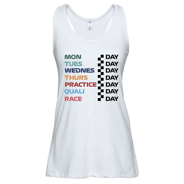 Mon Tues Wednes Thurs Practice Quali Race Day Ladies Essential Flowy Tank