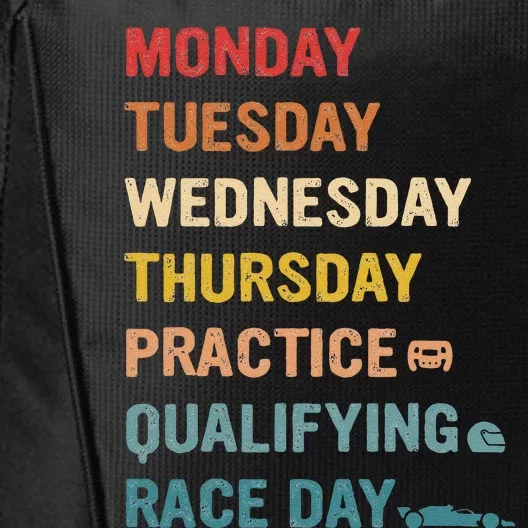 Mon Tue Wed Thu Practice Qualifying Race Day City Backpack