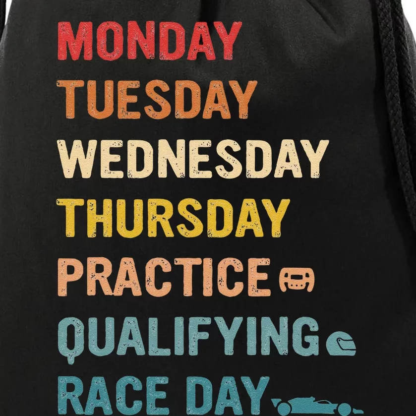 Mon Tue Wed Thu Practice Qualifying Race Day Drawstring Bag