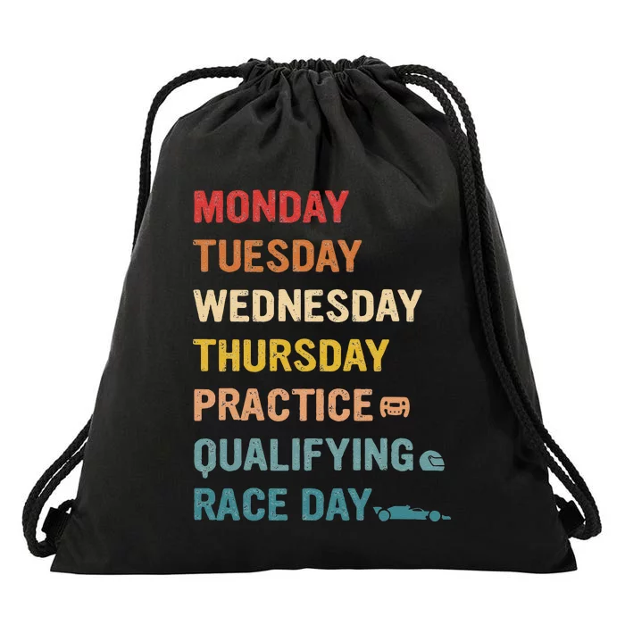 Mon Tue Wed Thu Practice Qualifying Race Day Drawstring Bag