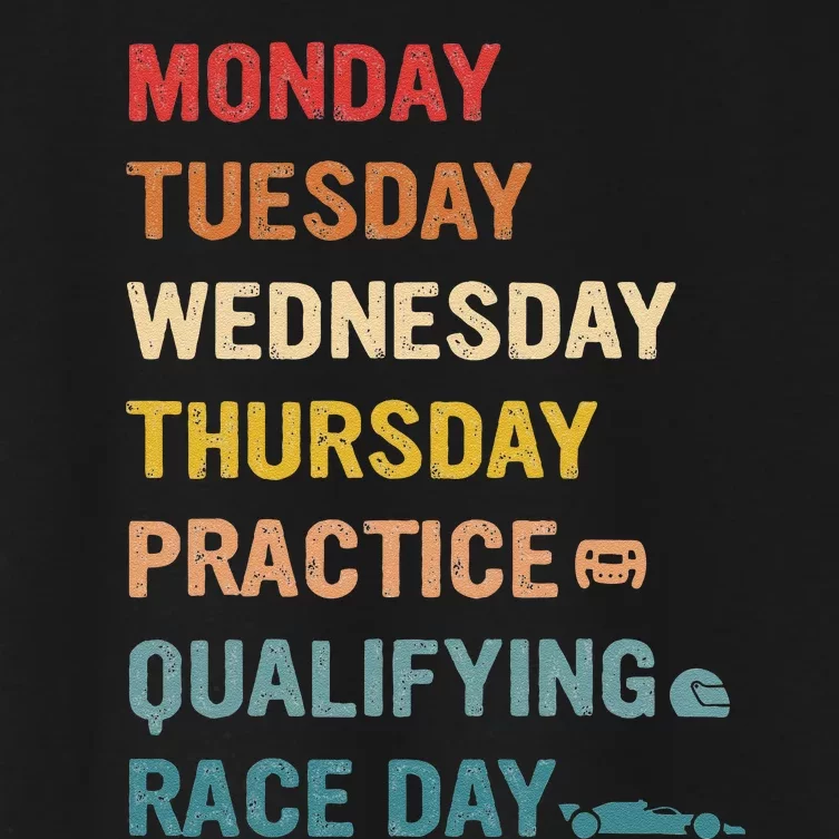 Mon Tue Wed Thu Practice Qualifying Race Day Women's Crop Top Tee